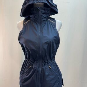 Athleta Navy Blue Running Hooded Vest XS